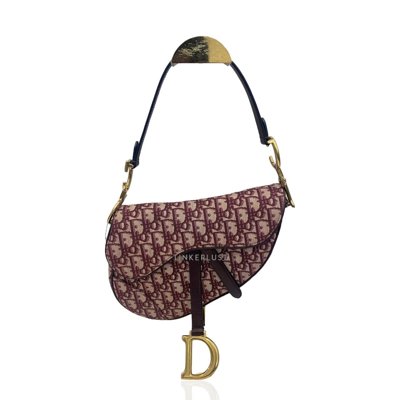 tas shoulder bag Dior Saddle Medium Oblique Maroon GHW 2018 Shoulder Bag Tinkerlust